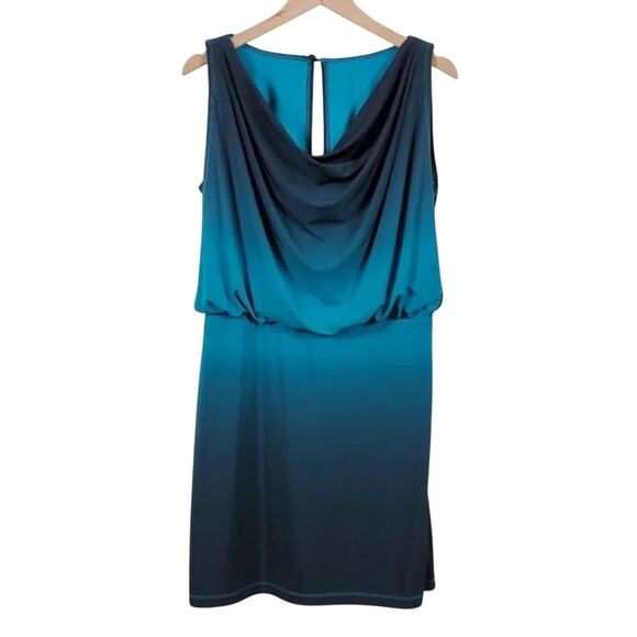 Scarlett Nite Sleeveless Ombre Cocktail Dress Womens Size 8 Black Teal - Picture 1 of 8
